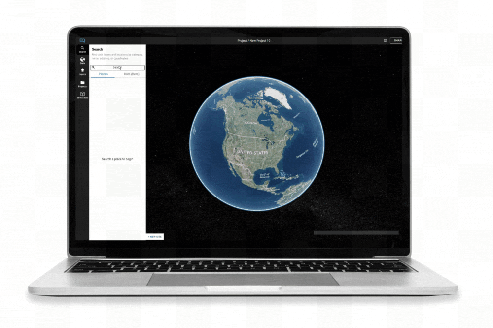 Zooming into a site using the Equator mapping platform