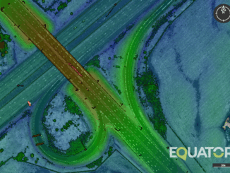 LiDAR scan of highway in Equator|Create Smooth Contours from LiDAR|Create Smooth Contours from LiDAR|Screen showing a search for "Toronto" in Equator