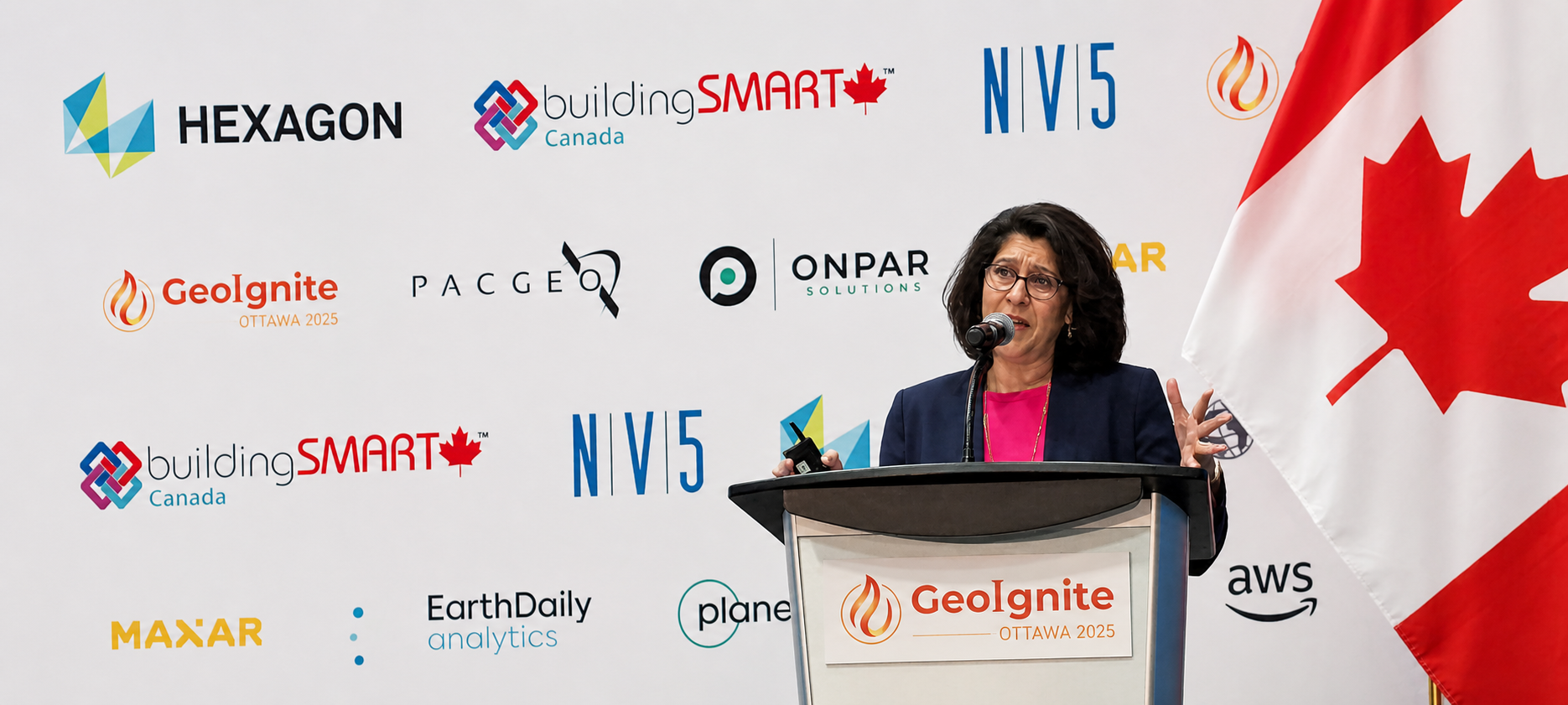Nadine Alameh speaking at GeoIgnite in Ottawa