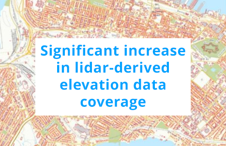 Significant increase in lidar-derived elevation data coverage