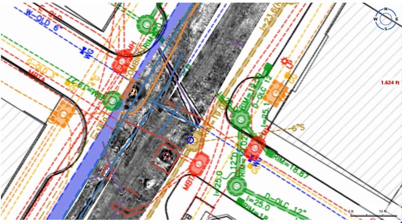 DGT Associates purple unknown utility crossing street