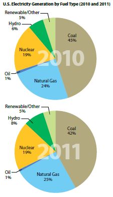 Electricity generation by fuel type 2010 2011 CERES 2012
