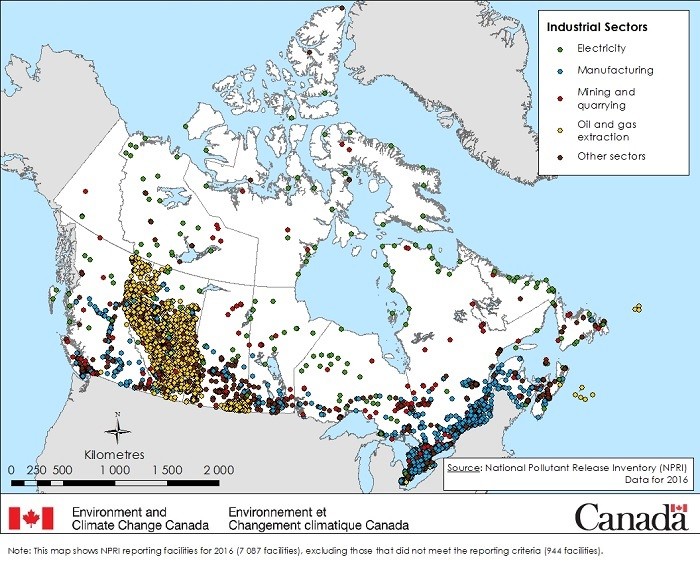 Emissions sources NPRI Canada