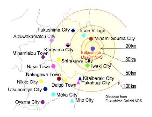 Fukushima Radiation Monitoring Locations JAIF