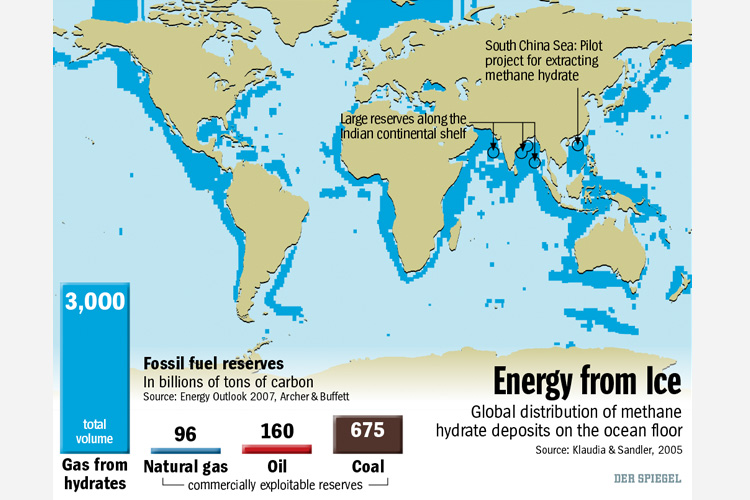 Methane hydrate deposits Graphic der Spiegel