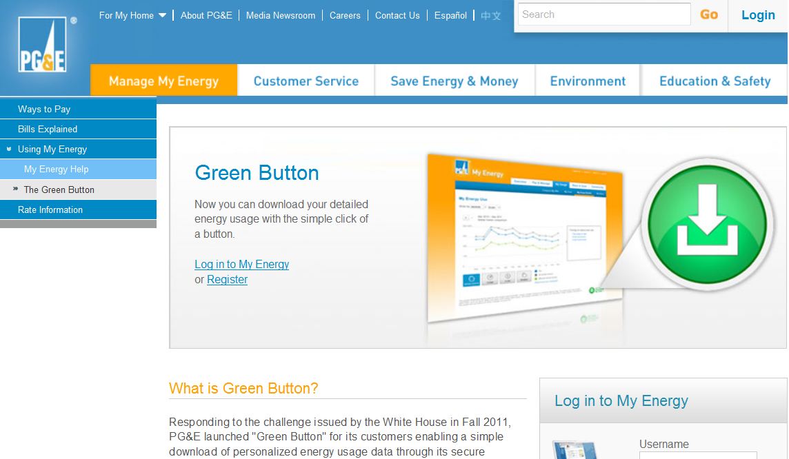 PGandE Green Button Web Site