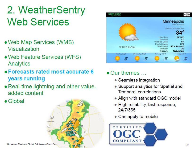 Schneider Electric weather services and OGC web services
