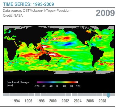 Sea Level Change World Anomalies 2009 NASA