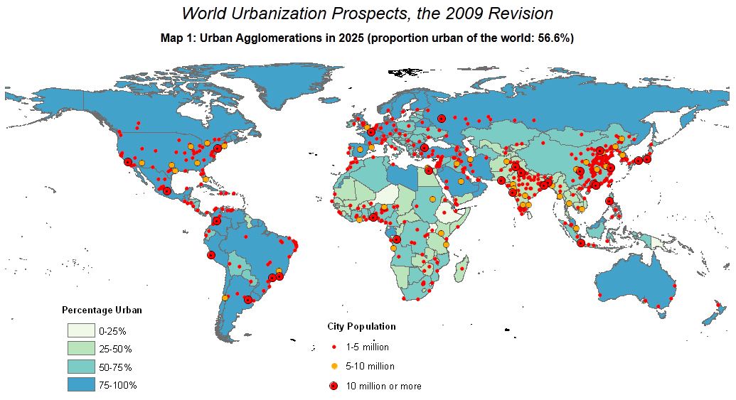 Urbanization 2025 UN 2009